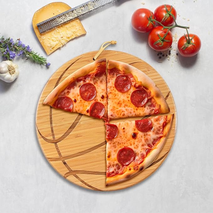 Totally Bamboo Basketball Shaped Bamboo Wood Cutting Board and Charcuterie Board, Great Gift for Basketball Fans