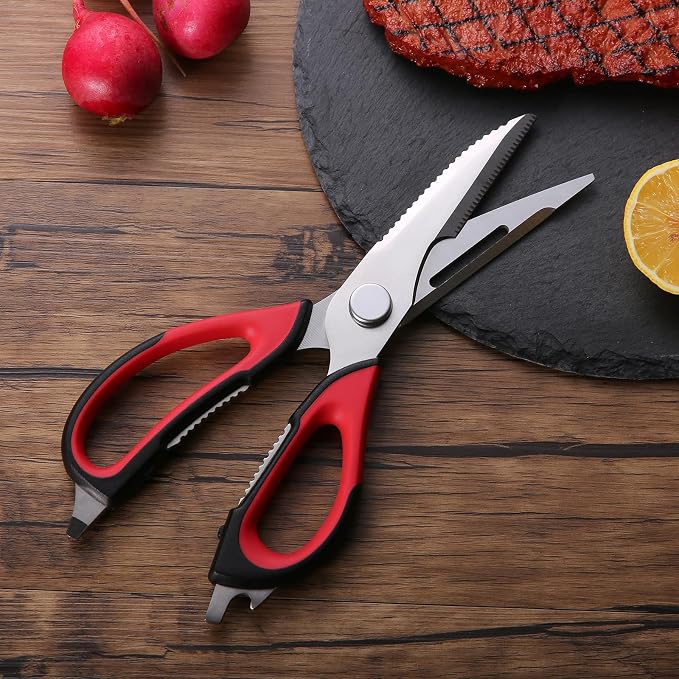 Come Apart Kitchen Scissors for Food, All Purpose Kitchen Shears (Red) | Easy to Clean, Detachable Blade, Comfort Grip, Multi Functional Cooking Scissors for Meat, Poultry, Fish