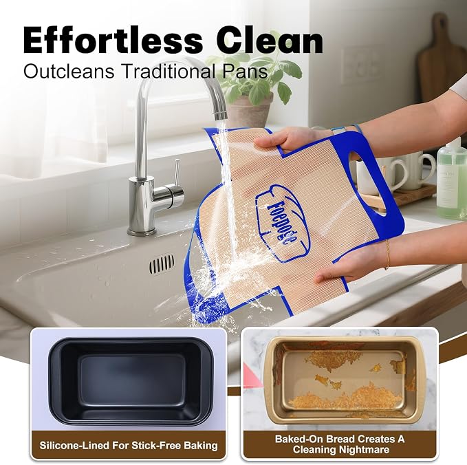 Loaf Pan with Liners Set: Nonstick 9 x 5 Inch Bread Pan for Homemade Baking | 2-Pack for Homemade Oven Baking - Rectangular Baking Tray for Kitchen Home Baker Make Sourdough Banana Sandwich 9x5 Brioche