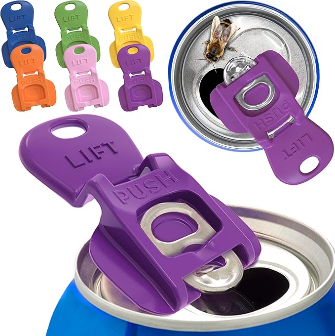 Complete Cover Easy Tab Opener New and Improved 6PK Beverage Barricade 2.0 by Avant Grub. Colorful Drink Can Protector Cap for Soda, Beer, Coke Shields From Bugs, Bees, Dust at the Party, BBQ, Beach
