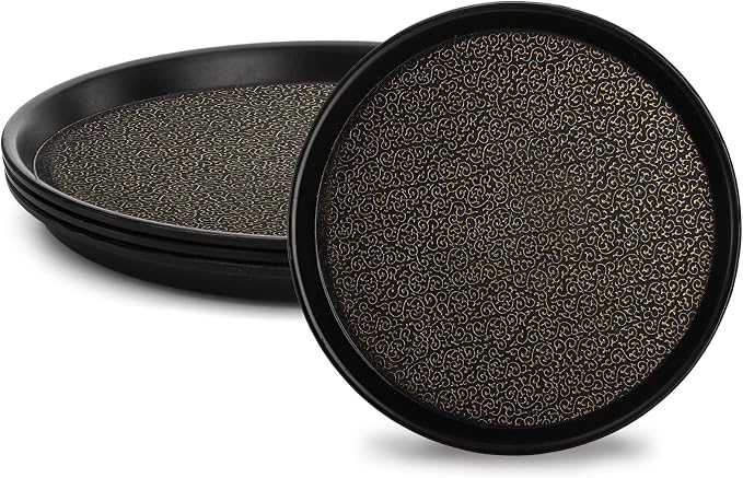 Frcctre 4 Pack 12 Inch Plastic Serving Tray, Round Non-Slip Restaurant Serving Trays Cafeteria Food Service Tray for Home, Party, Events