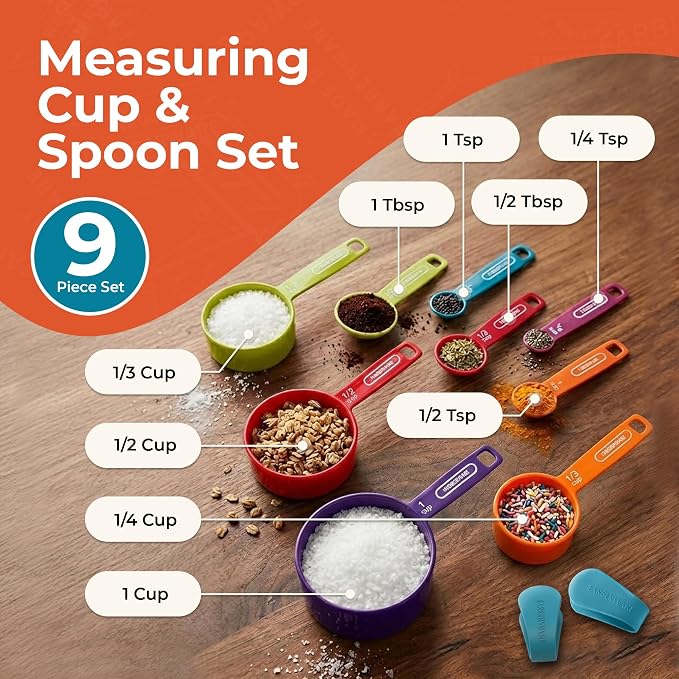 Farberware Color 9-Piece Measuring Cups and Spoons Set, Set of 9