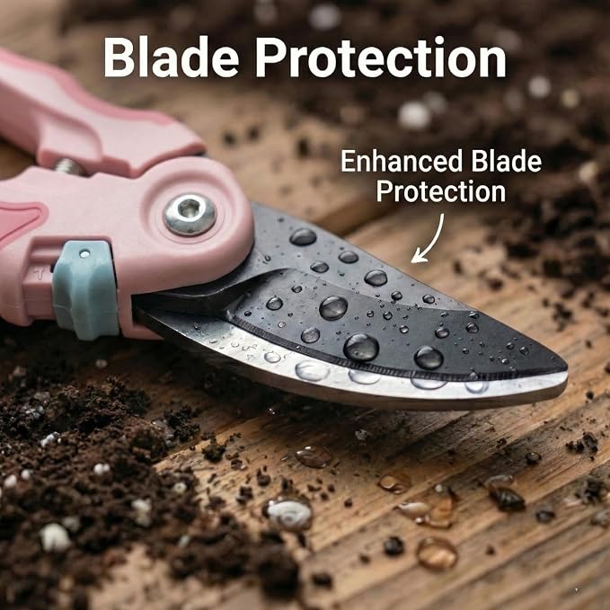 NEXON Pruning Shears 2-Pack — 8" Bypass Hand Pruner & 6.25" Precision Snips, SK5 Steel Blades with Non-Stick Coating, Lightweight Garden Shears for Roses, Flowers & Shrubs, Pink