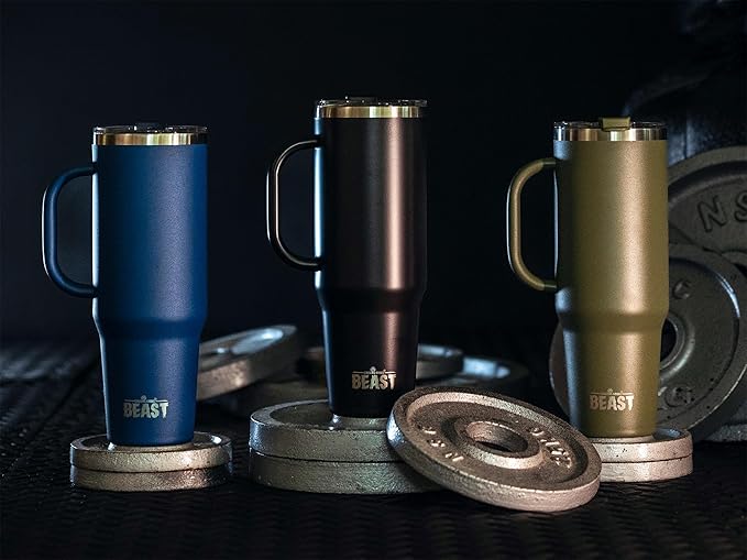 Beast 50 oz Tumbler with Handle Stainless Steel Vacuum Insulated Coffee Ice Cup Double Wall Travel Flask (Royal Blue)