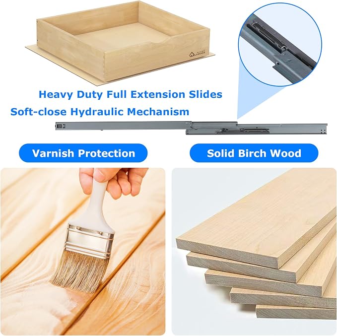 WelFurGeer Soft Close Pull Out Drawers for Kitchen Cabinets, 32" W x 21" D Pull Out Cabinet Organizer, Cabinet Drawers Slide Out, Slide Out Drawers for Kitchen Cabinets, Cabinet Pull Out Shelves