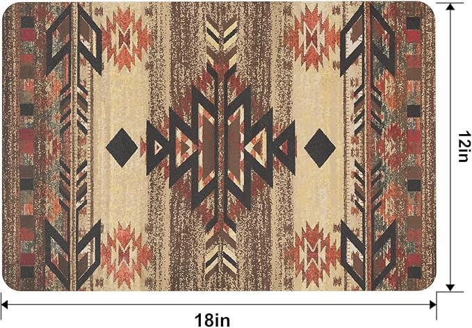 QIYI PU Leather Placemats Set of 6, 12"x18" Waterproof Table Mats, Folk Geo | Faux Leather, Heat Resistant, Anti Slip, Wipeable Place Mats for Kitchen Dinning, Party Table Décor, Geometric Motifs