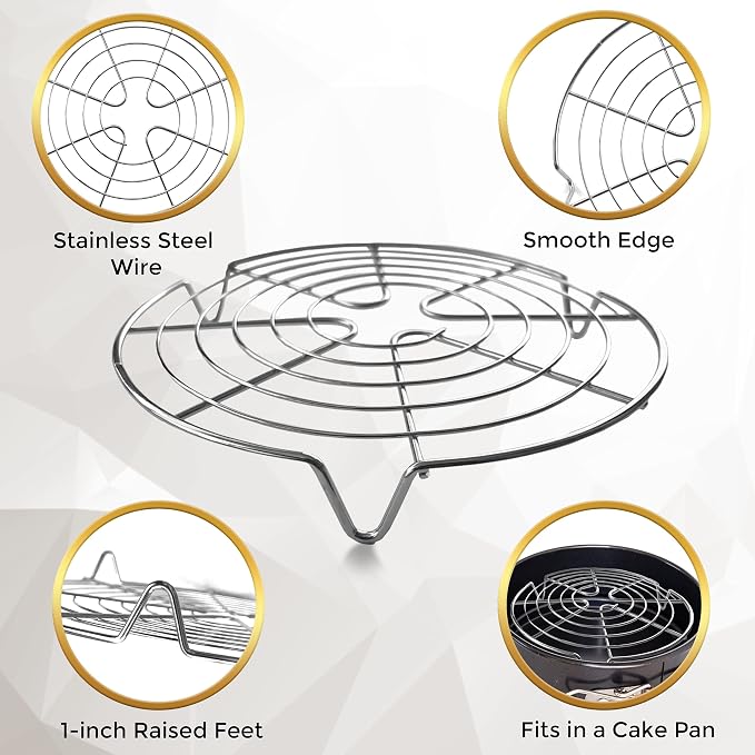 Round Cooling Rack Stainless Steel Steamer Rack Set of 3 | Used for steaming, canning, cooling cakes and lining air fryer or pressure cooker baskets for cooking