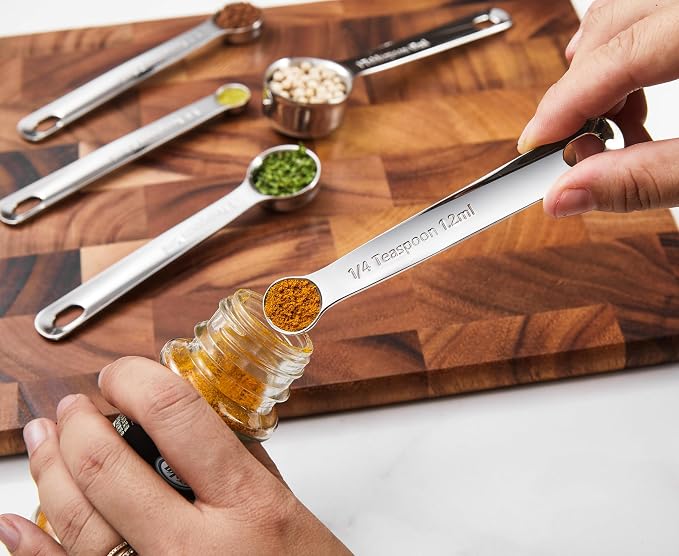 Premium 18/10 Measuring Set (Silver, Measuring Cups & Spoons) | 18/10 Stainless Steel; 10-Piece Nesting Set; Stackable; Upscale; Dishwasher Safe; Ideal for Baking and Cooking.