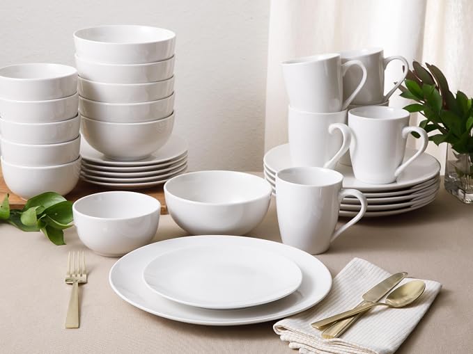 Gibson Home Ogalla 30-Piece Dinnerware Set – Porcelain, Chip & Scratch Resistant, White - Service for 6
