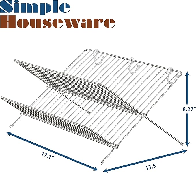 Simple Houseware Collapsible Dish Drying Rack, Chrome