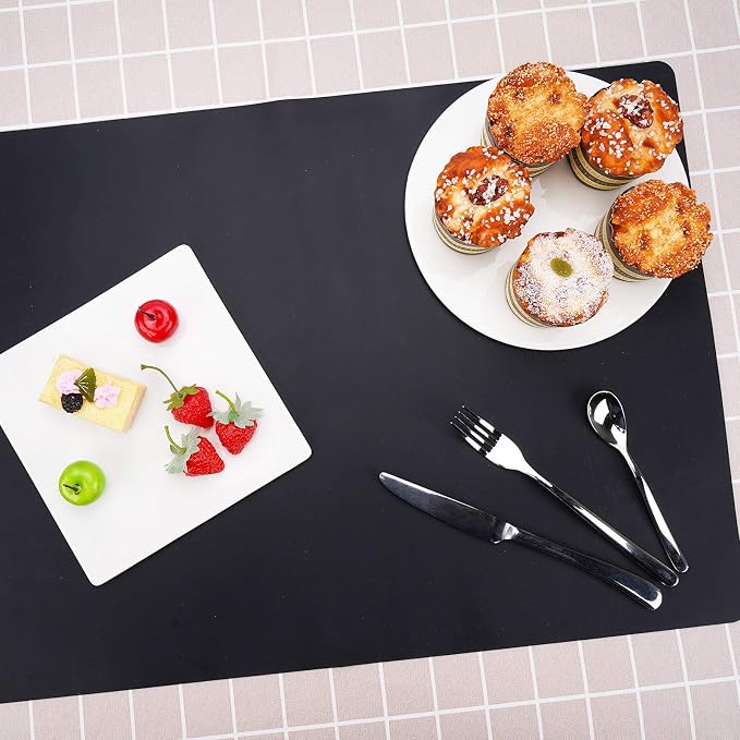 Silicone Mats for Countertop - 32"x 24"x0.06", Extra Large Multipurpose Mat, Counter Table Protector, Desk Saver Pad, Placemat Nonstick Nonskid Heat-Resistant Kitchen Pad, Black