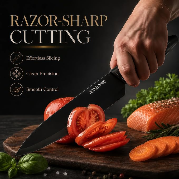 Knife Set with Built-in Sharpener Block, Dishwasher Safe | 14-Piece, High-carbon stainless steel blades, Ultra-sharp edges, Ergonomic non-slip handles, Great gift
