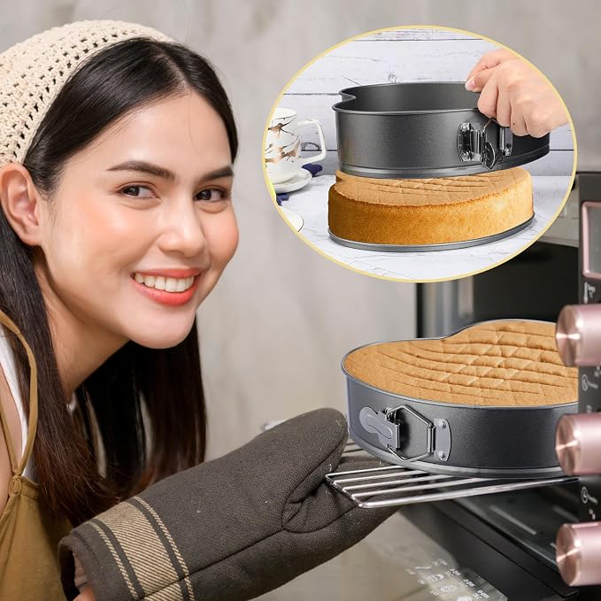Zhehao 6 Pcs Heart Shaped Cake Pans Heart Springform Cake Mold Cheesecake Nonstick Baking Pans with Removable Bottom Leakproof Deep Wedding Baking Pan for Guests Wedding Day Birthday Family Couples