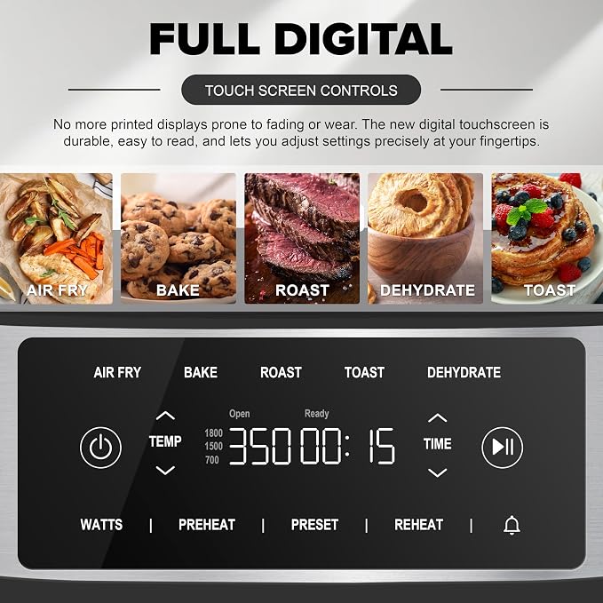 Nuwave Brio Plus 7QT Air Fryer, Extra Crispy Results w/Less Oil, PFAS-Free | Non Toxic, Odor-Free, More Even, 100 One-Touch Presets, 6-in-1: Air Fry, Bake, Roast, Toast, Dehydrate & Reheat, 50°F–400°F