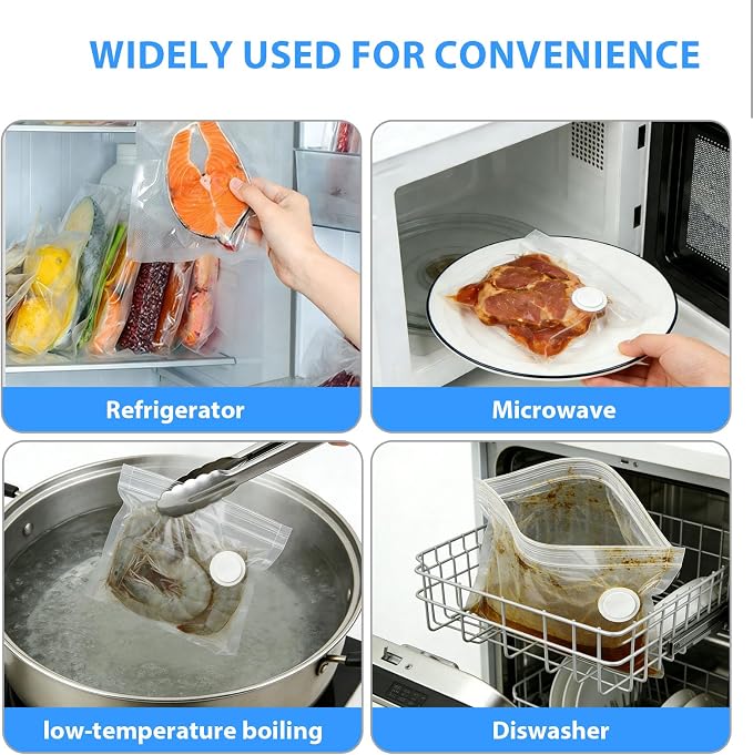 MOMODA Sous Vide Cooking Bags - Set of 30 | BPA-Free Reusable Vacuum Seal Bags (10 Small+10 Medium+10 Large)
