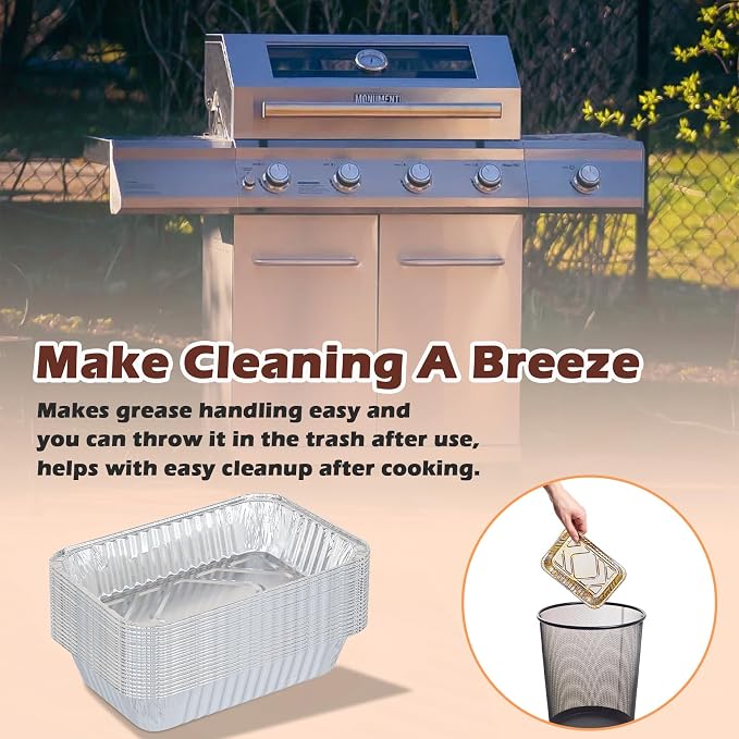 Grease Drip Pan Liners for Monument 24367 13762 Gas Grills, 20 Pack Liners | Fits Monument 35633/24367/13892 & more; 8.4"x5.8" foil liners; heavy-duty; disposable; compatible with A02122319/D010012705