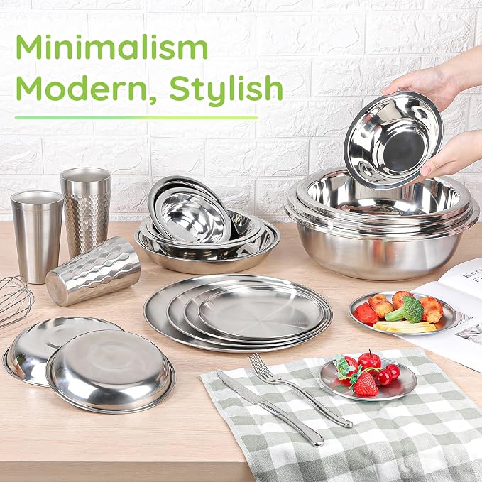 304(18/8) Stainless Steel Mixing Bowls for Kitchen, 8 Pack 6.3" 13.67 fl.oz Small Metal Mixing Bowls Set Stackable for Baking Serving Cooking Food Prep Storage Dishwasher Safe Lightweight