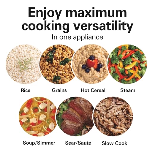 Hamilton Beach Digital Programmable Rice Cooker & Food Steamer | 20 Cups Cooked (10 Cups Uncooked) | 14 Pre-Programmed Settings | PFAS-Free Nonstick Pot | Steam Basket | Stainless Steel