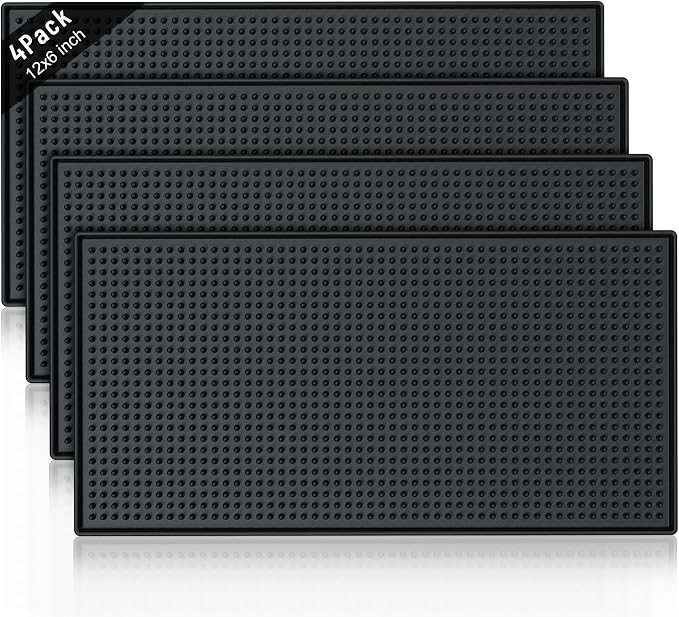 XieNie Bar Mat, 12"x6" Non-Slip PVC Mats for Home Coffee Bar Countertop | Versatile for Coffee Drinks Cocktail Makers, Keep Bar Counter Tops Neat Tidy, Dry Dishes Cups Glasses, Hand and Machine Wash