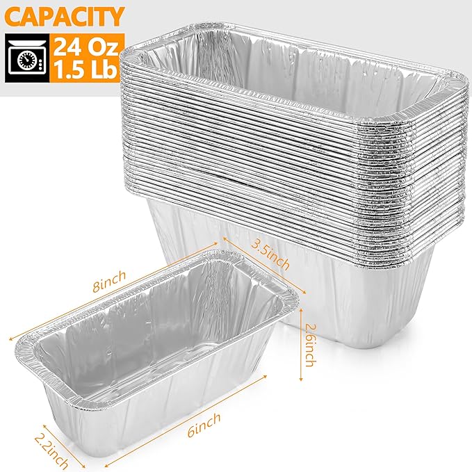 Mini Loaf Pans 1Lb 30-Pack,Aluminum Foil Heavy Duty Disposable Bread Baking Pan Bread Tins for Baking Cakes, Breads,Meatloafs Size-8"x 3.5" x 2.5" (30 Packs)