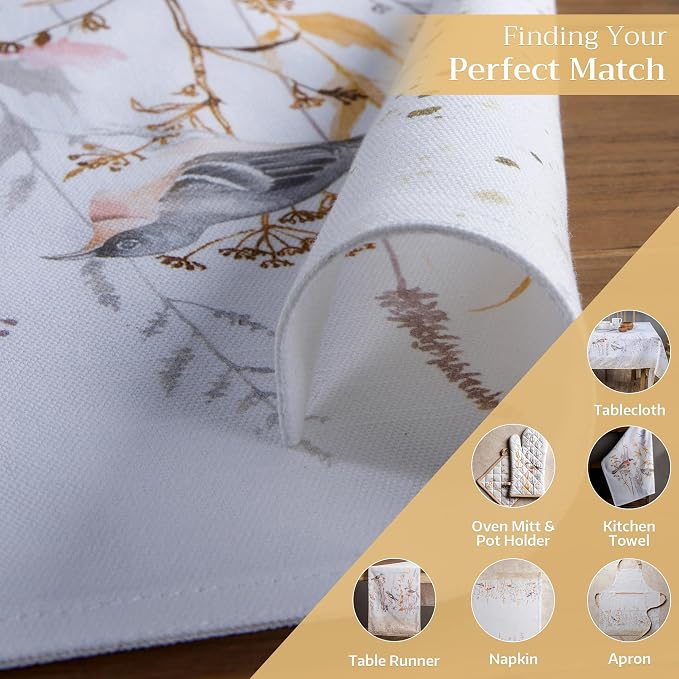 Maison d' Hermine Placemats Set of 4 Reusable 100% Cotton (13"x19") | Cloth Place Mats Washable Table Mats for Kitchen Dining Party Home Restaurant Spring Summer - Meadow Florals - Beige