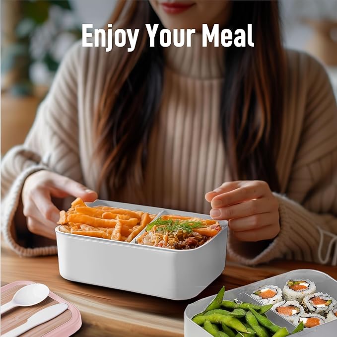 Double Premium Bento Box Adult, 67oz, Portion Control, Dusty Pink | 68 oz Capacity, Stackable Containers, Leak-Proof Design, Includes Dividers, Great for Meal Prep, Office Lunchbox