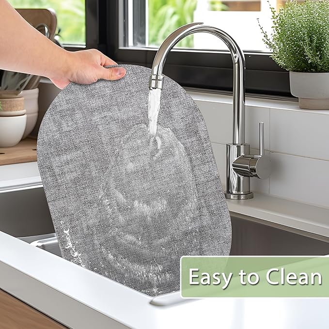 Placemats for Dining Table Set of 8 Non-Slip, Heat Resistant Leather Placemat Double Layer, Waterproof Table Mats Easy to Clean for Kitchen Dining Room Coffee Office Table, Grey