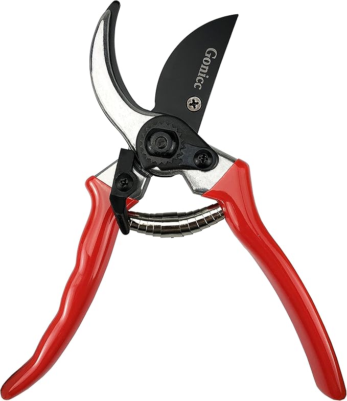 gonicc 8" Professional Sharp Bypass Pruning Shears (GPPS-1002) | Arthritis Friendly Garden Scissors & Plant Clippers, Sap Groove Design, Effortlessly Prunes 3/4" Branches.
