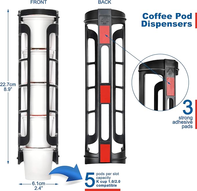 STORAGENIE Coffee Pod Holder for Keurig, Stores 10 Pods | Compatible with K-Cups, Vertical storage saves counter space, Ideal for small kitchens, RVs and dorms