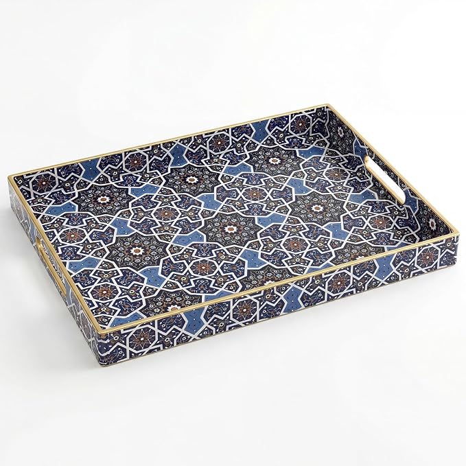 AGIOTA Coffee Table Trays for Living Room Serving Tray with Handles, Modern Large Tray for Ottoman Coffee Table