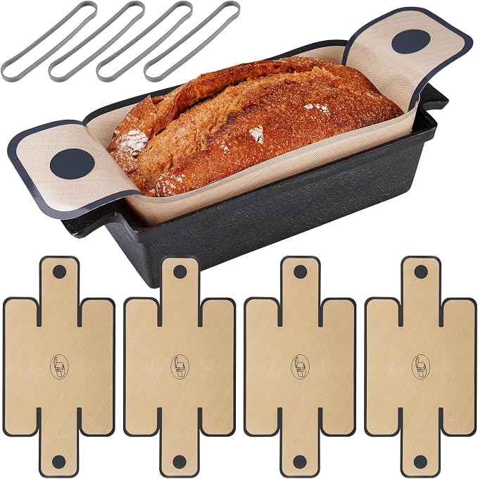 NiHome Silicone Bread Sling, Nonstick Reusable Loaf Pan Liner, Brown | Eco-Friendly Fits 9x5, 9.5x5, 10x5 Inch Bakeware, Dishwasher Safe, Clever Folded Corners Prevent Batter Leakage