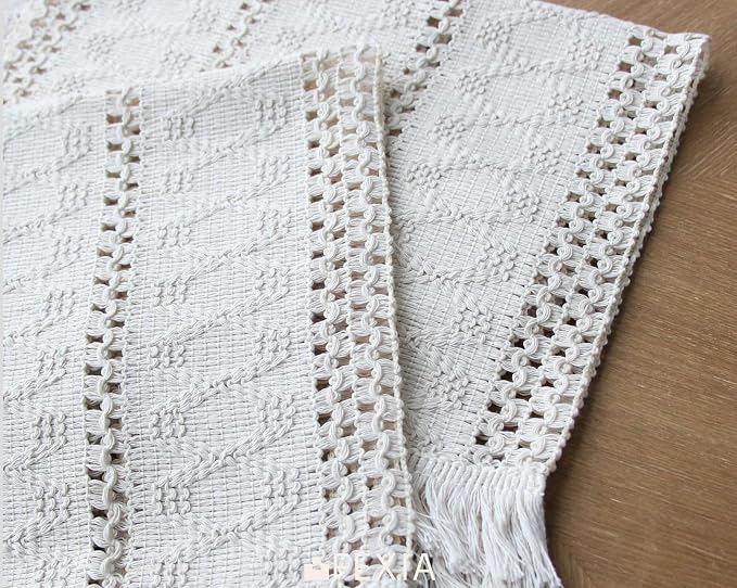 Beige Boho Placemats Set of 4 Table Mats Farmhouse Home Dining Decor | 12x20" Place Mat Set of 4 Macrame Table Decor Farmhouse Burlap Placemats for Home Dining Table Centerpiece Home Decorations