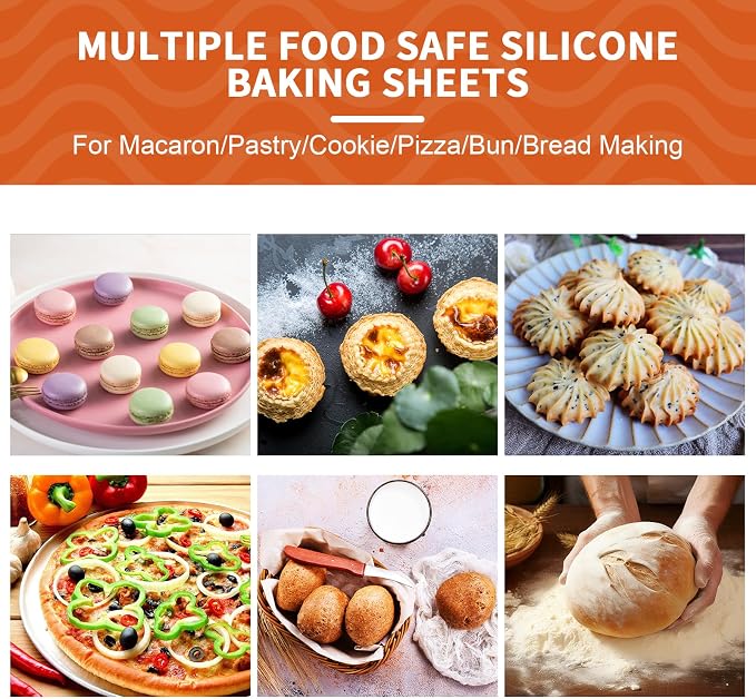 Silicone Baking Mat, 16.5"x11.6" Non Stick Reusable Silicone Cooking Mat, BPA Free Baking Sheet for Cookies, Macarons Bread & Pastry, Toaster Pad Set of 2