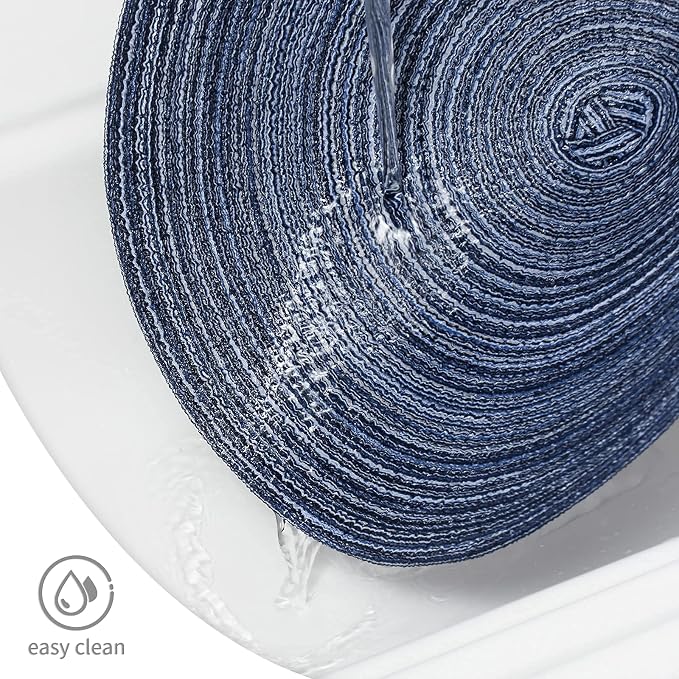 AHHFSMEI Round Braided Placemats Set of 6 Woven Table Mats for Dining Table Heat Resistant Easy to Clean Perfect for Kitchen & Home Decor (Multi Blue)