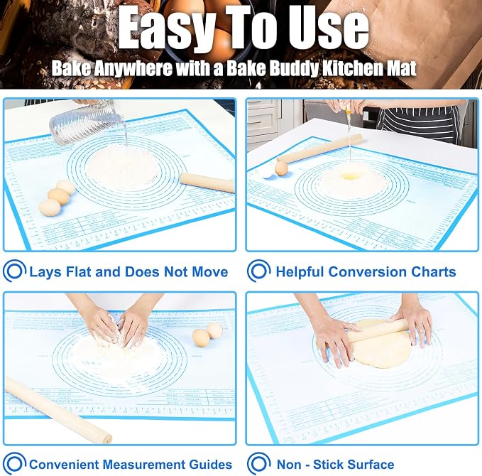Silicone Pastry Mat 36X24 inch Baking Mat for Rolling Dough | Great Performance Kitchen Counter Mat Perfect for Dough, Pastry, Pie Crust, Fondant, Cookies, Bread, Pasta/Pizza,Pastry Board