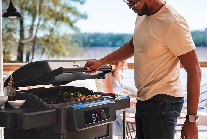 Current® Model G Smart Electric Griddle, Flat Top, Slate | Apartment-Friendly and Weather-Resistant; App-Connected Control from 200°F to 600°F for BBQs, Searing and Roasting.