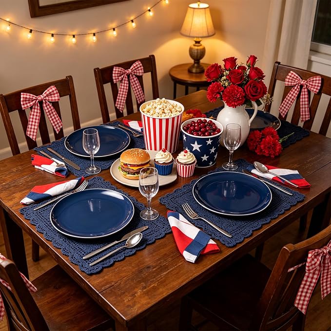 150Pcs Blue Plastic Plates, Disposable Plates with Silverware Set | Navy Blue Plastic Plates set Include 30 Dinner Plates10.25’’,30 Dessert Plates7.5’’,90 Silver Silverware Set for Party