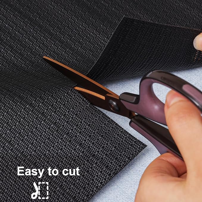 Myir JUN Placemats Set of 10 Kitchen and Dining Table Placemats | Vinyl Placemats Place Mats Indoor/Outdoor Set of 10 Washable Table Mats Non-Slip Place mats for Dining Table, Black