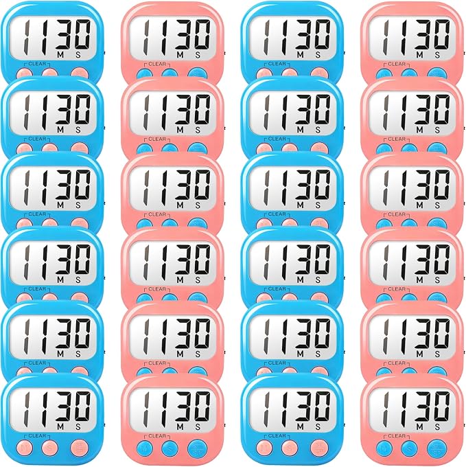 Classroom Timers for Teachers Kids Large Magnetic Digital Timer Teacher Supplies 24 Pack-Blue Pink