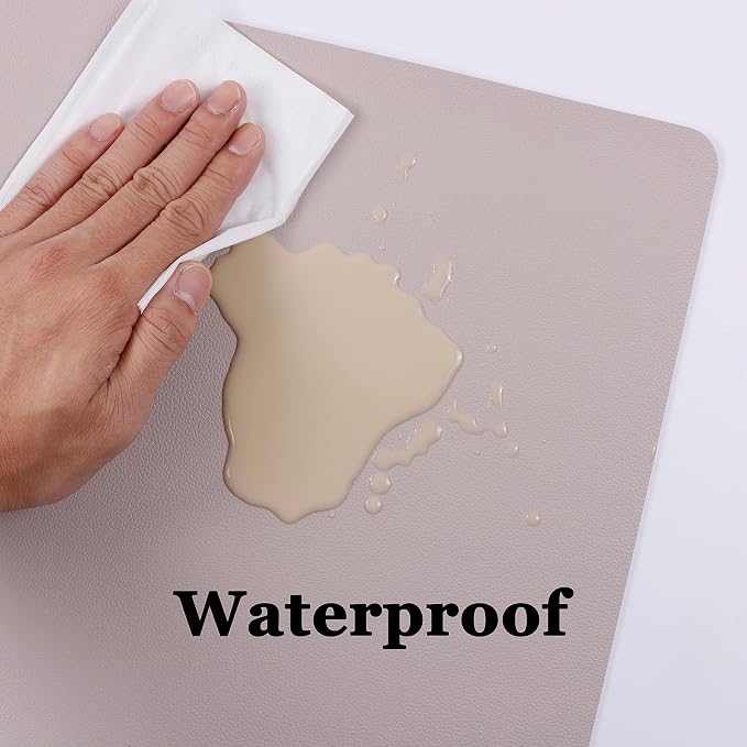 Wipeable Placemats Leather Table Mats Waterproof Heat-Resistant Easy to Clean for Dining Table Set Kitchen Table (6, Taupe)
