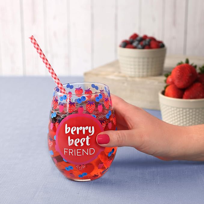 Berry Best Friend - Berry 18oz Stemless Wine Glass