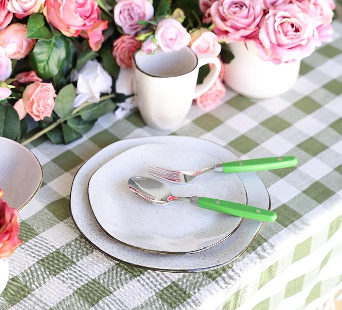 ANNOVA Silverware Set, Retro/Rivet Colorful Stainless Steel Tableware Kitchen Flatware Set Utensils, Includes Dinner Knives, Forks, Spoons, Salad Forks & Dessert Spoons (Green New, 20 Pieces)