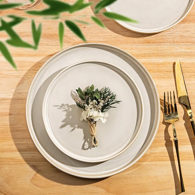 AmorArc Ceramic Dinnerware Sets for 8,24 Piece Plates and Bowls Sets Dishes | Stoneware Handmade Reactive Glaze Dishes Set | Highly Chip and Crack Resistant | Dishwasher & Microwave Safe