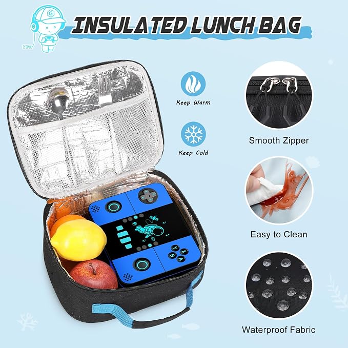 Backpack for School Boys, Cool Luminous Gamer Boys Schoolbag | with Lunch Box & Pencil Case Set for Kids Teens Elementary Middle School, Bookbag Glow In The Dark