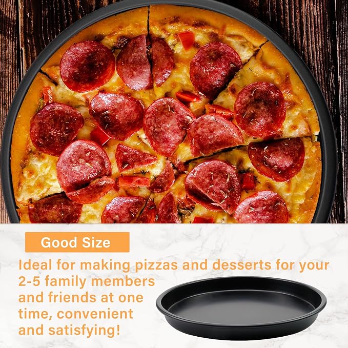 8 Inch Non-Stick Pizza Pan Aluminum Pie Baking Tray Handmade Bread Cake Pan for Home Kitchen & Cafe Oven Bakeware
