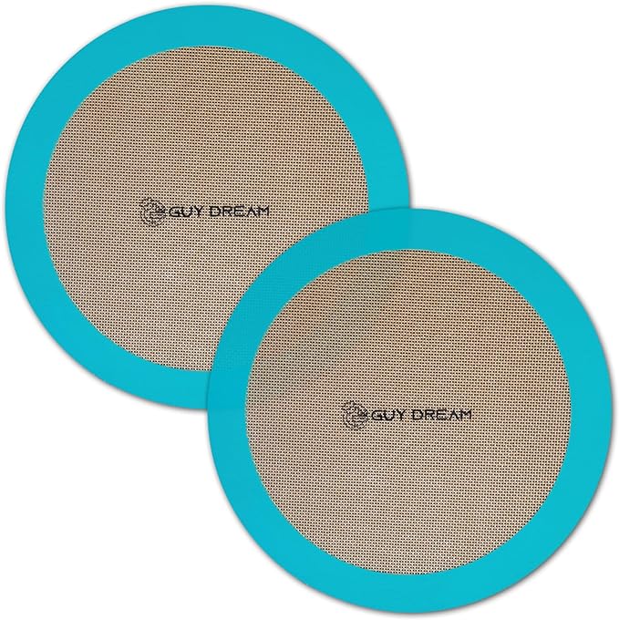 GUYDREMAT 9-Inch Silicone Baking Mats Set of 2 - Non-Adhesive, Heat Resistant Up to 480°F, Durable for Baking Cakes, Pizza, Pastries, Bread, Easy Storage, Ideal for Convection Ovens