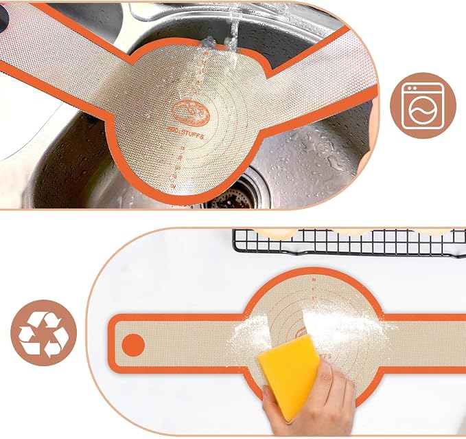 Koolstuffs Sourdough Silicone Bread Sling for Dutch Oven, 2 Pack | Long Handles for Dough Transfer, Nonstick Bread Release, Dishwasher Cleanup, Flexible Reusable Design, Round, Orange
