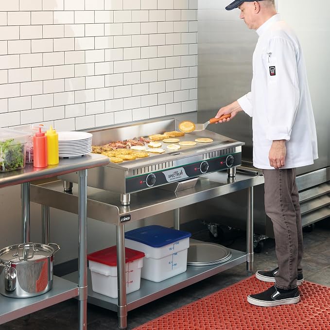 Winco 36" Commercial-Grade Electric Griddle | 3 heat zones, 3" backsplash, Removable grease drawer, Great for Breakfast Foods, Burgers, Sandwiches and Restaurant Kitchens
