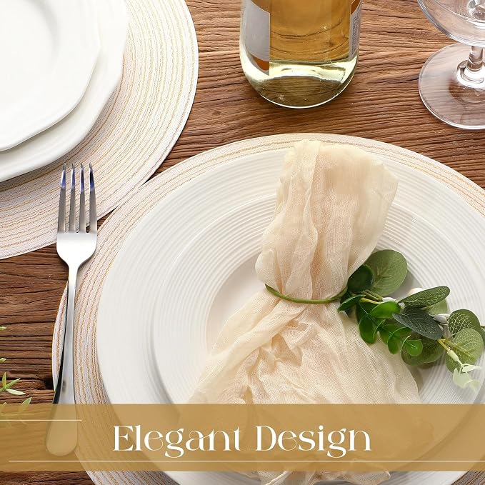 Geosar Disposable Paper Placemat Cotton Woven Look 13'',100 Pcs,Beige