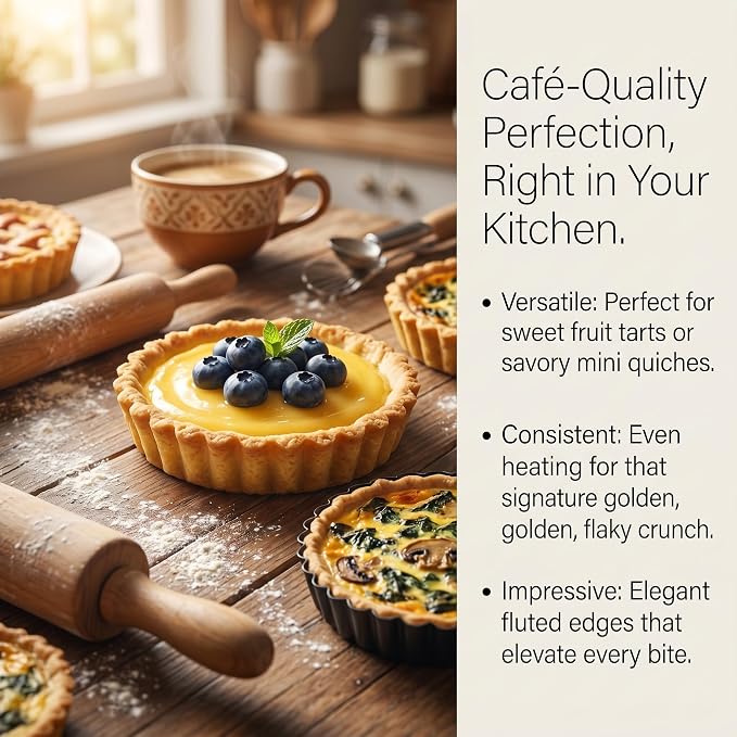 DATANYA 12Packs Mini Tart Pans 4 Inch Tart Pan Removable Bottom Round Nonstick Quiche Pan, Heavy Duty Fluted Side for Pies, Mousse Cakes, Dessert Baking